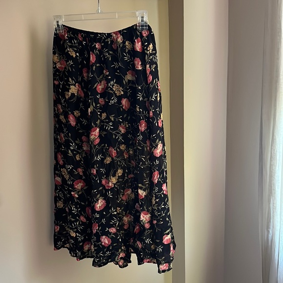 Reformation Floral Midi Skirt, Black - Picture 1 of 2